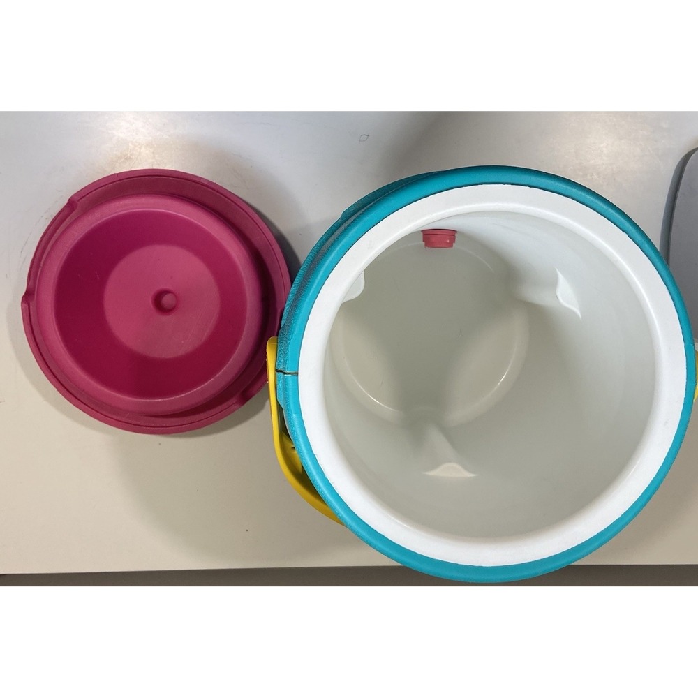 Vintage Igloo Barrel of Fun 2 Gallon Cooler Teal and Pink 90s Retro With Spout - Picture 5 of 7